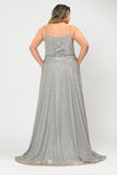PCW1038 Glitter Knit detachable Rhinestone Belt Lace Up Coset Back Gown