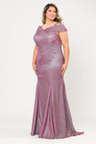 PCW1042 Glitter Knit Off the Shoulder Gown