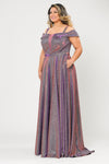 PCW1060 Off the Shoulder Iridescent Two Tone Glitter Gown