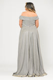 PCW1060 Off the Shoulder Iridescent Two Tone Glitter Gown