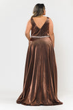 PCW1062 Sleeveless V Neck Beaded Waistband Gown