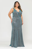 PCW1086 Mermaid Glitter Metallic Corset Back Gown